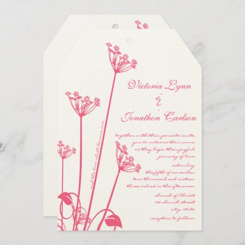 Pink Wild Flower Swirl Wedding Invitation