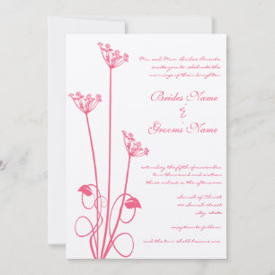 Pink Wild Flower Swirl Wedding Invitation