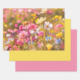 Pink Wild Flowers Field 2025 Wrapping Paper Sheets
