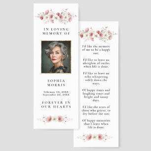 Pink Wild Flowers Funeral Book Mark