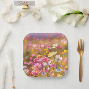 Pink Wild Flowers Yellow Lavender 2025 Paper Plates