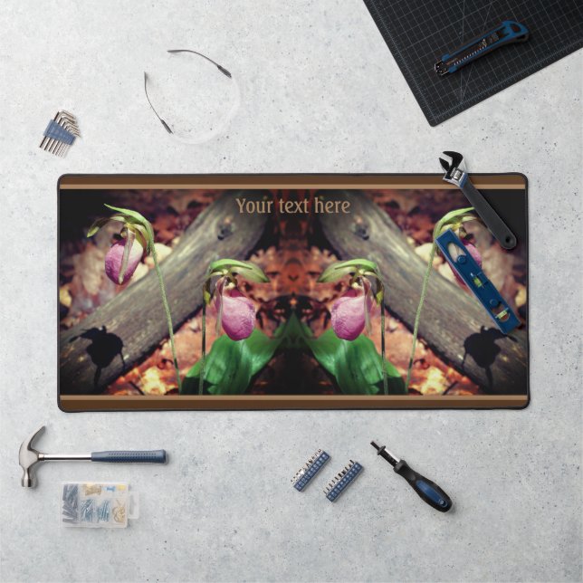 Pink Wild Lady Slipper Orchid Flower Personalized  Desk Mat (Workstation)