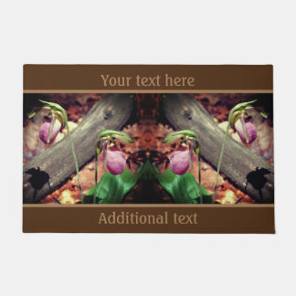 Pink Wild Lady Slipper Orchid Flower Personalized Doormat