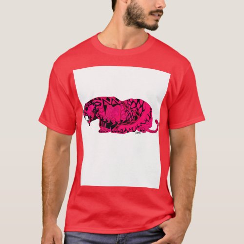 pink wild mexican king tiger in ecopop with totona T_Shirt