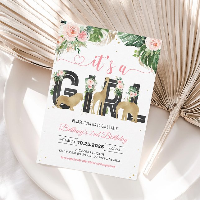 Pink Wild One Girl Baby Shower Invitation (Creator Uploaded)