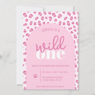 Pink Wild One Girl First Birthday Invitation