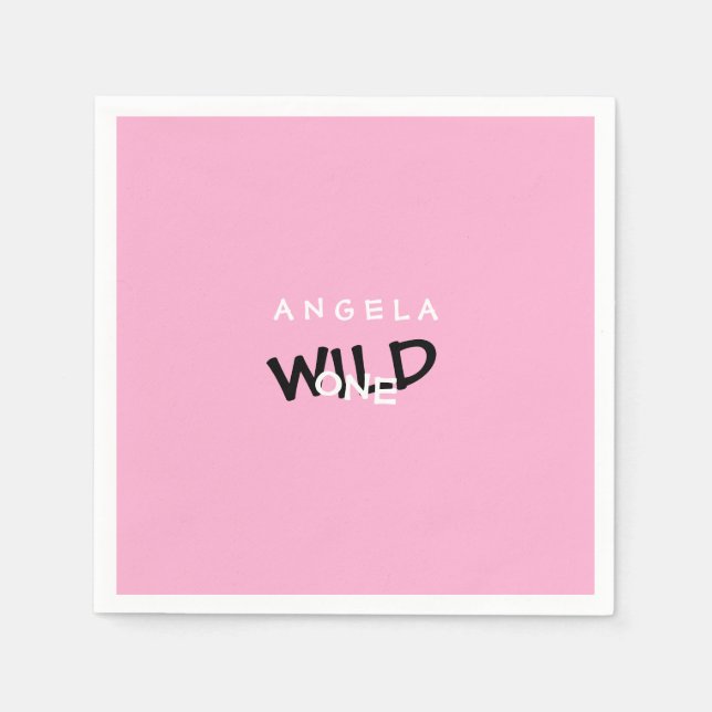 Pink Wild One Personalized 1st Birthday  Napkins (Front)