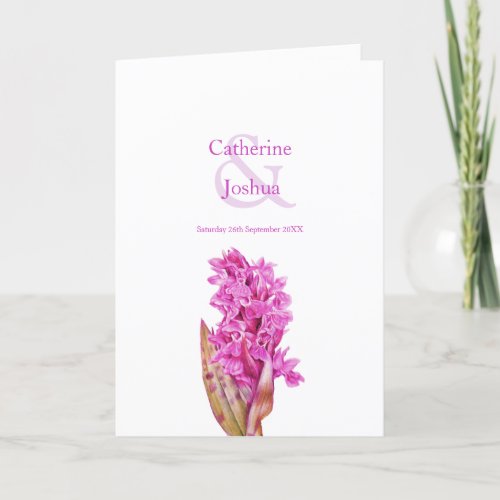 Pink wild orchid flowers watercolor art wedding program