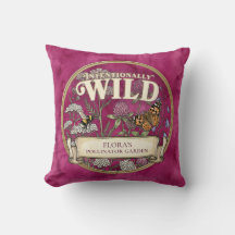 Pink Wild Pollinator Garden Throw Pillow Cushion