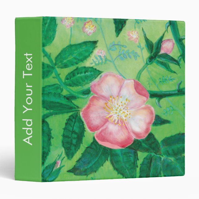Pink Wild Rose blossom  3 Ring Binder (Front/Spine)