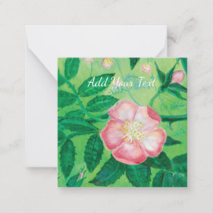Pink Wild Rose blossom secret garden customizable Note Card