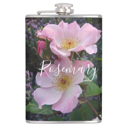 Pink Wild Rose Flower floral Photo Blush Pink Flask