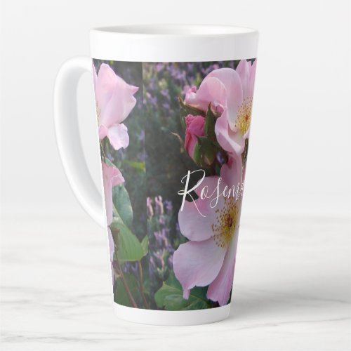 Pink Wild Rose Flower floral Photo Blush Pink Latte Mug