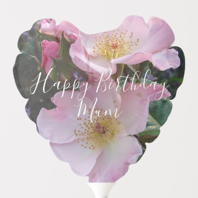 Pink Wild Rose Flower floral Photo Blush Pink Mom Balloon (Front)
