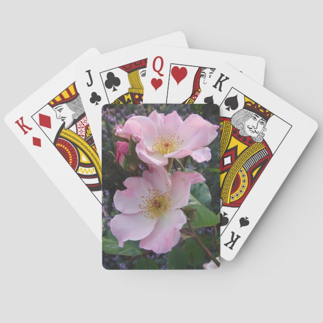 Pink Wild Rose Flower floral Photo Mom Mothers Day Poker Cards (Back)
