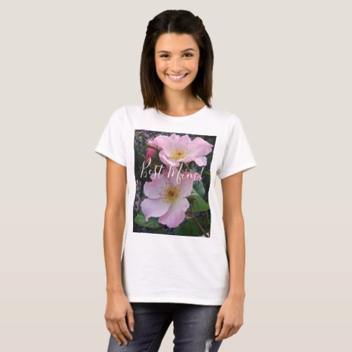 Pink Wild Rose Flower floral Photo Mom Mothers Day T_Shirt