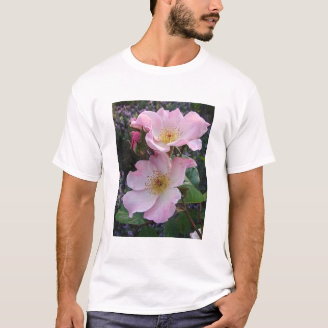 Pink Wild Rose Flower floral Photo T-Shirt (Front)