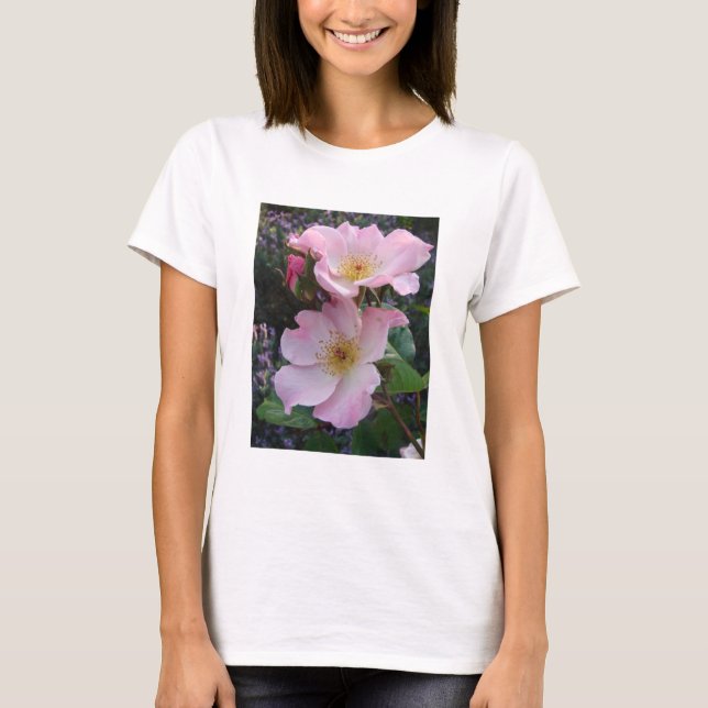Pink Wild Rose Flower floral Photo T-Shirt (Front)
