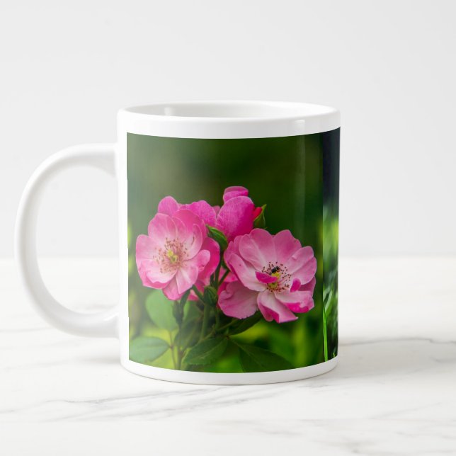 Pink Wild Rose Flowers Photography Design-52654 Giant Coffee Mug (Left)