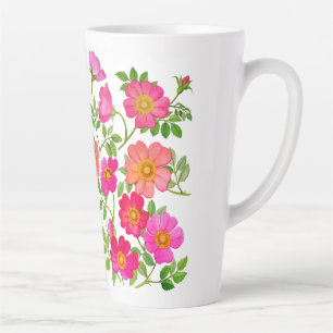 Pink Wild Roses  Latte Mug