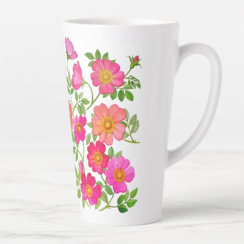 Pink Wild Roses  Latte Mug