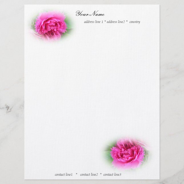 pink wild roses letterhead (Front)