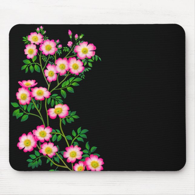 Pink Wild Roses Mousepad (Front)