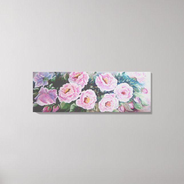 PINK WILD ROSES PAINTING  CANVAS PRINT (Front)