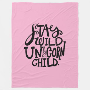 Pink Wild Unicorn Fleece Blanket
