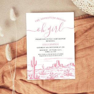 Pink Wilderness Adventure Begins Baby Shower Invitation