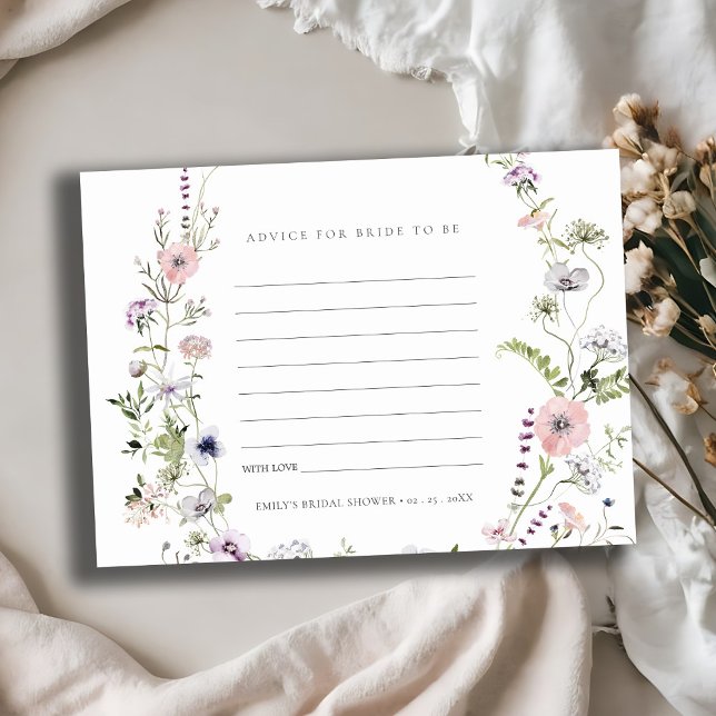 Pink Wildflower Advice For Bride Bridal Shower Enclosure Card (Creator Uploaded)