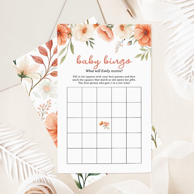 Pink Wildflower Baby Bingo Baby Shower Game (Creator Uploaded)