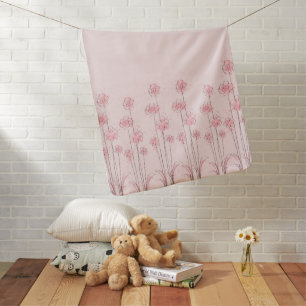 Pink Wildflower Baby Blanket for Nursery