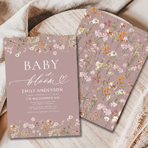 Pink Wildflower Baby in Bloom Baby Shower Invitation
