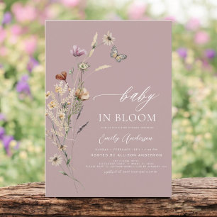 Pink Wildflower Baby in Bloom Baby Shower Invitation
