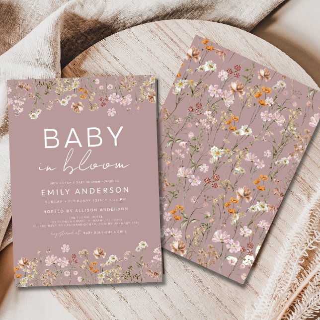 Pink Wildflower Baby in Bloom Baby Shower Invitation (Creator Uploaded)
