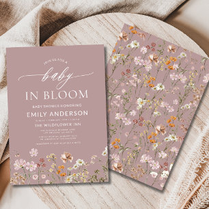 Pink Wildflower Baby in Bloom Baby Shower Invitation