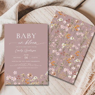 Pink Wildflower Baby in Bloom Baby Shower Invitation