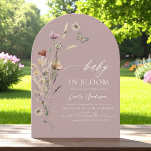 Pink Wildflower Baby in Bloom Baby Shower  Invitation