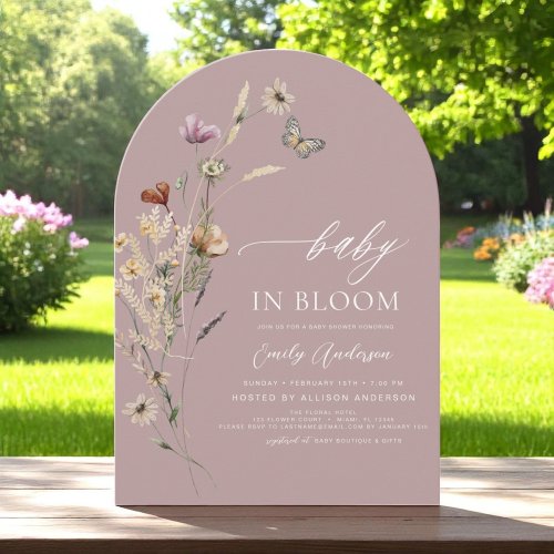 Wildflower Pink Floral or wildflower baby shower invitation