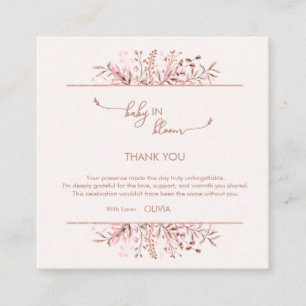 Pink Wildflower Baby in Bloom Thank You Enclosure Card