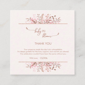 Pink Wildflower Baby in Bloom Thank You  Enclosure Card