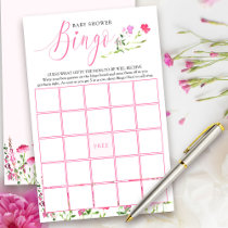 Pink Wildflower Baby Shower Bingo Game