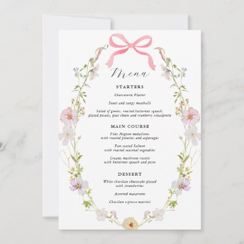 Pink Wildflower Bow Baby Shower Invitation