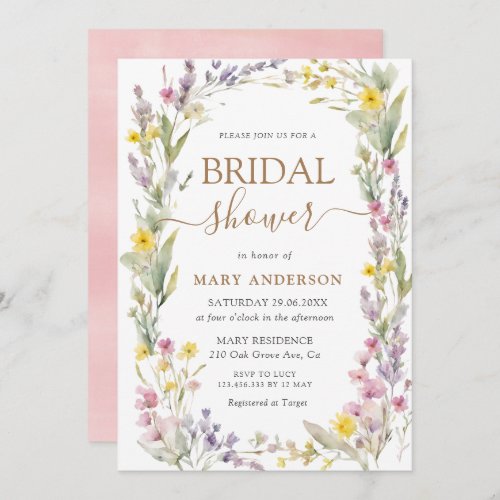 Pink Wildflower Bridal Shower  Invitation