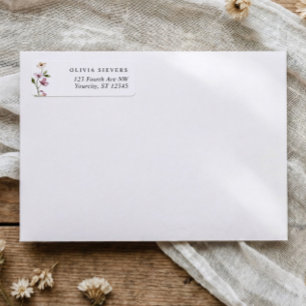 Pink Wildflower Bridal Shower Return Address Label
