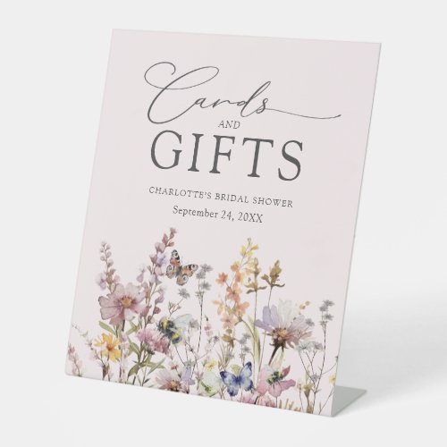Pink Wildflower Cards & Gifts Bridal Shower Pedestal Sign