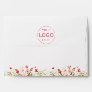 Pink Wildflower Custom Logo White Envelope