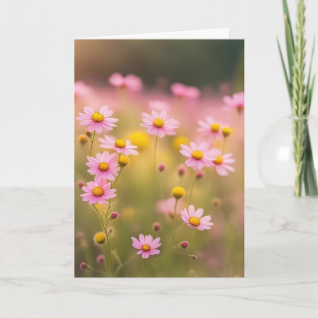 Pink Wildflower Daisy Field for Sympathy Card (Front)