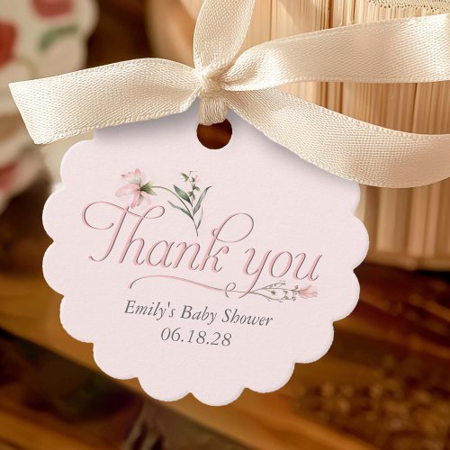 Pink Wildflower Elegant Baby Girl Thank you Favor Tags